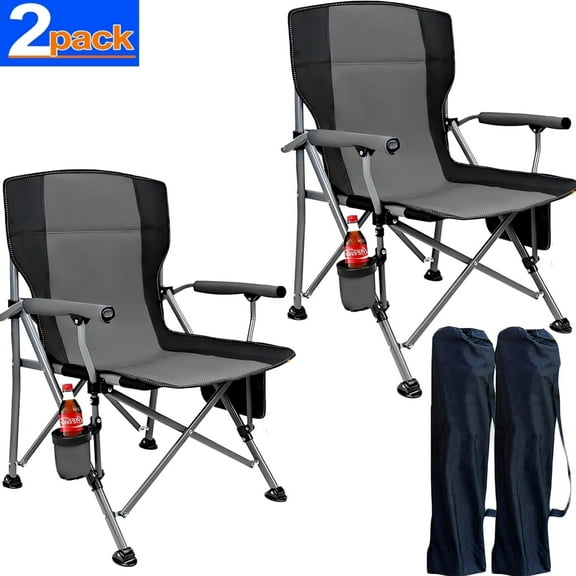 Camping Chairs Clearance for Adults, Portable Folding Lawn Chairs for Outdoor, 2Pack-Gray