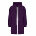 thumbnail image 6 of GuzomFashion Womens Purple Longline Zip Up Hoodie 100% Polyester Relaxed Fit With Side Pockets Warm for Daily Outings & Cool Seasons,Size M, 6 of 7