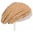 thumbnail image 3 of Diadema con borlas adornada con perlas, transpirable y de moda para mujeres, decoraciones diarias, productos musulmanesMarrón claro, 3 of 10