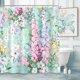 thumbnail image 1 of Cortina de ducha BayNook, diseño floral verde menta, 150 x 180 cm, poliéster, 1 of 6