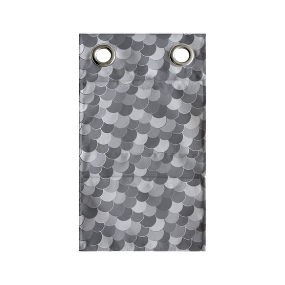 Abstract Hanging Pocket Organizer, Continuous Semi Circles in Greyscale Tones Squama Style, Printed Polyester Storage Bag with Pockets, 9" x 27", Pale Taupe Dark Grey