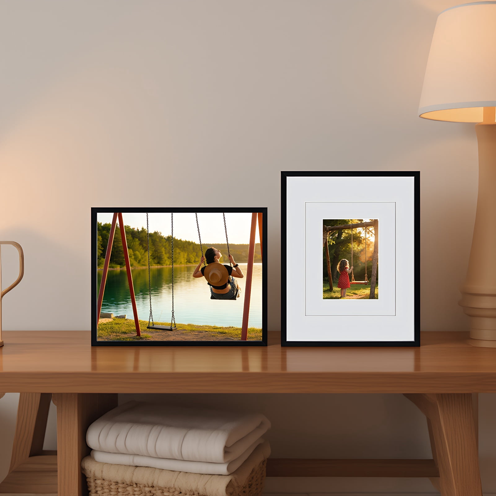 11x14 Black Picture Frame with Double White Mat Set of 4, for 5x7 to 11x14 Photos