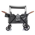 thumbnail image 6 of Ucades Wagon Stroller for 4 Kids, Foldable 4-Seater Stroller Wagon with Removable Canopy, Snack Tray, Convertible Seats, 5-Point Harness, Dual Adjustable Handles, All-Terrain PU Wheels, Gray, 6 of 13