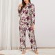 thumbnail image 2 of Fotbe Rose Flowers Conjunto de Pijama de Manga Larga para Mujer con Estampado, Ropa de Dormir de 2 Piezas, Conjunto de Casa Suave y Cómodo con Bolsillos-Large, 2 of 7