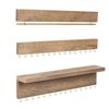 Ilyapa Wall Mounted Jewelry Organizer with Shelf, Rustic Wood - 3 Piece Jewelry Hanger Rack Set - Earring, Bracelet & Necklace Holder
