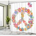thumbnail image 5 of Ambesonne Colorful Shower Curtain, Peace Equality Flower, 69"Wx84"L, Multicolor, 5 of 5