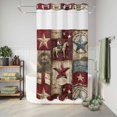 thumbnail image 6 of No Hook Shower Curtain with Built-in Rings - Western Farmhouse Washable Waterproof Fabric Bathroom Curtains for Hotel,Rentals, Stall 36 X 72 Inch , Vintage Wood Texture Barn Star Red Gray, 6 of 9
