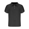 thumbnail image 4 of Dagugfen Tops for Men Plus Size Button Lapel V Neck Loose Solid Color Casual Work Short Sleeve Tee Shirts, 4 of 5
