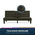 Queer Eye Adalynn Convertible Split Back Futon with Cup Holder, Gray