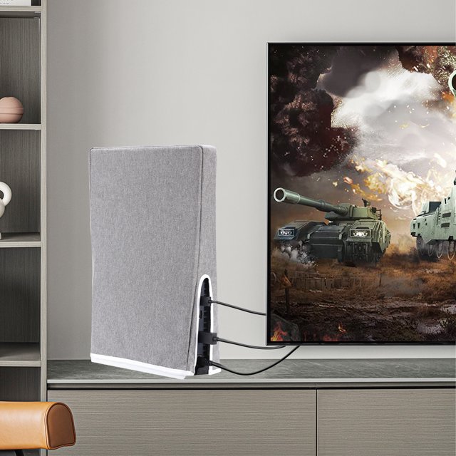 Protector antipolvo antiarañazos y a prueba de polvo para consola PS5 Slim (gris vertical)