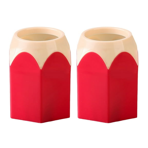Sylvtty 2 Pcs Pencil Head Shape Pen Holder Desktop Pen Storage Box Multi-functional Makeup Brush Organizer for Classroom Home Office Supplies
