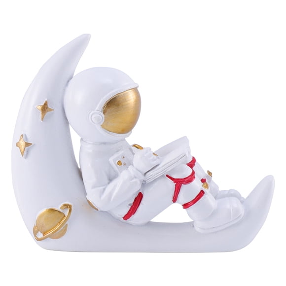 MasteelfCA 1Pc 3D Resin Astronaut Wall Sticker Household Socket Protective Cover Creative Switch Sticker (White Astronaut Sitting on the Crescent Moon Style)