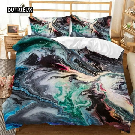 Marble Duvet Cover Set Tie Dye Blue And Orange Modern Art Abstract Twin Bedding Set Double King Microfiber Comforter Cover