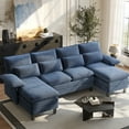 thumbnail image 2 of Gelloan 104.72" U Shaped Couch, 4 Seat Sectional with 4 Throw Pillows, High Dense Memory Foam with Double Chaise Lounge &Living Room Couch,Blue Grey, 2 of 7