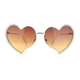 thumbnail image 5 of Womens Retro Bubbly Heart Shape Metal Rim Sunglasses Gold White - Brown, 5 of 8