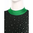 thumbnail image 6 of TiaoBug Women Shiny Rhinestone Gymnastics Leotard Bodysuit Full Length Figure Skating Jumpsuit Green XXL, 6 of 7