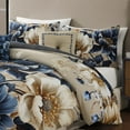 thumbnail image 5 of Bebejan English Manor 5 Piece Comforter Set, Queen, Blue, 100% Cotton Sateen, Reversible, All Season, Cozy Comfort, 5 of 10