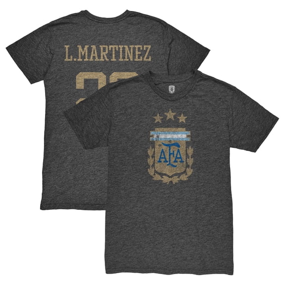 Men's 1863FC Lautaro Martinez Black Argentina National Team Retro Player Tri-Blend T-Shirt