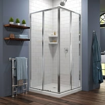 DreamLine Cornerview 42 in. D x 42 in. W x 74 3/4 in. H Framed Sliding Shower Enclosure in Chrome with White Acrylic Base Kit