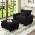 thumbnail image 5 of Lunale Oversized Lounge Chair & Ottoman Set - 45.5" Cloud Corduroy Accent Armchair with USB/Cup Holder for Modern Living/Bedroom, Black, 5 of 8