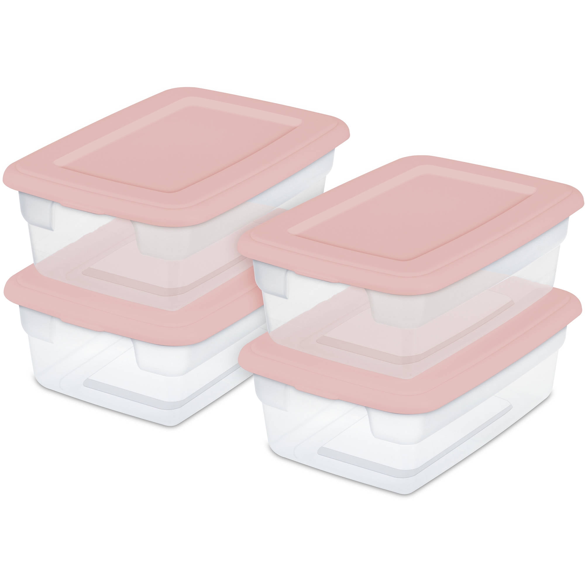 Sterilite 12Quart Storage Boxes, Set of 4 Pearl Blush