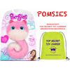 4 pack Pomsies Pinky Plush Interactive Toy, Pink & White w/ BONUS TOY BAG