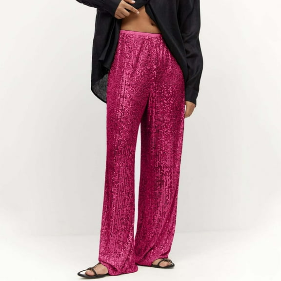 Women's Sequined Pants Sparkling Sequins High Waisted Wide Leg Flared Pants Flared Pants Nightclub Wear Casual Pants Women Petite Womens plus Sweatpants Womens Pants Suite Casual Work Elastic Waist