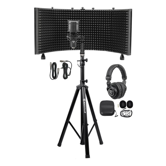 Rockville Pro Recording Studio Microphone Mic Isolation Shield Headphones Stand