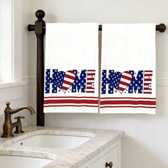 A 4Th Of July Tea Towels Set Of 2 60X40Cm Patriotic Star Stripe Design Lint Free Quick Dry Kitchen Hand Towels For Grilling
