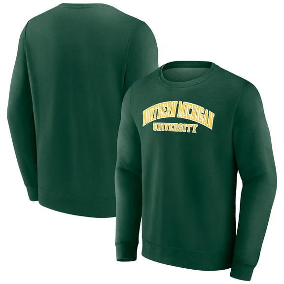 Men's Fanatics Green Northern Michigan Wildcats Short Name Pullover Sweatshirt