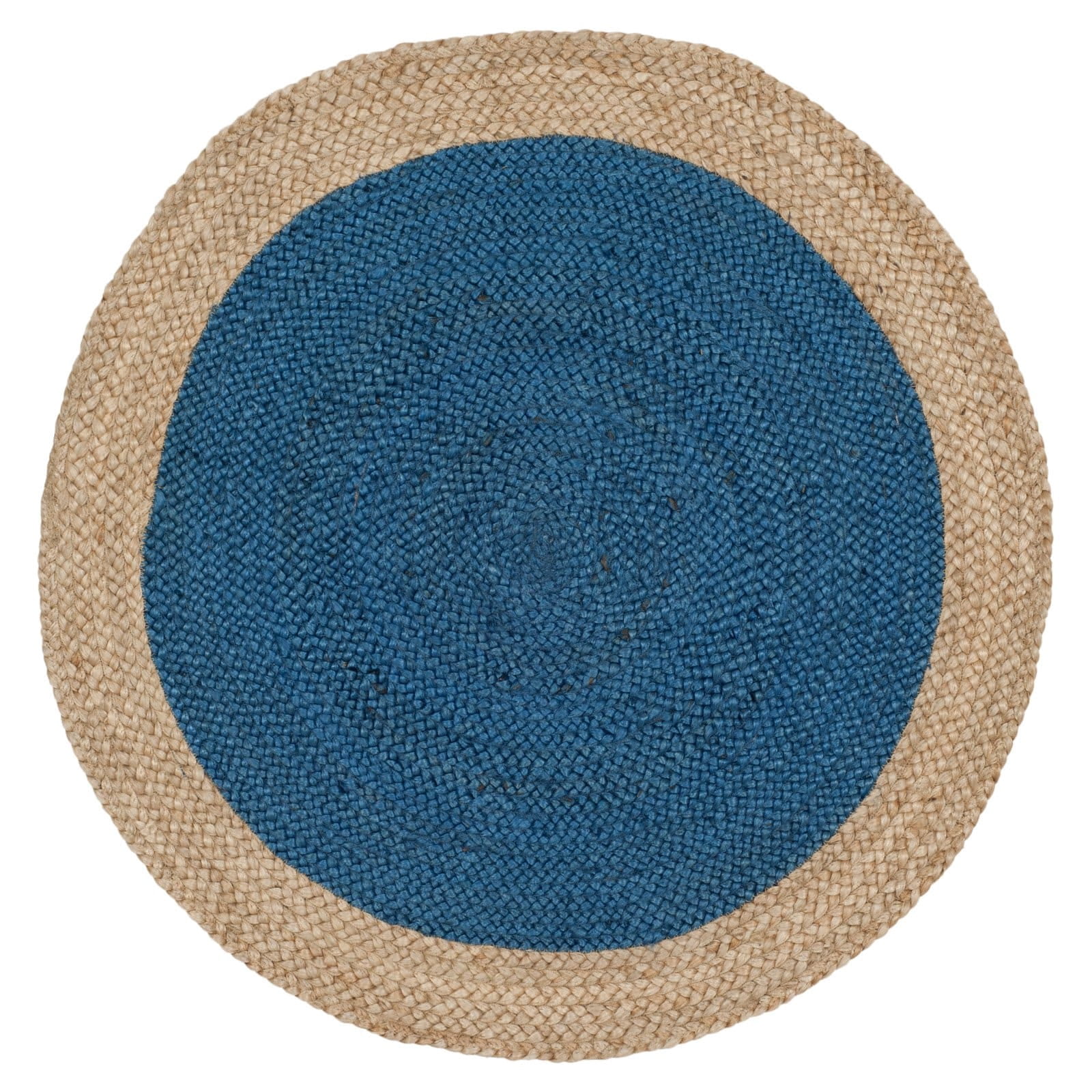 SAFAVIEH Natural Fiber Cebrail Braided Jute Area Rug, Aqua/Natural, 5' x 5' Round