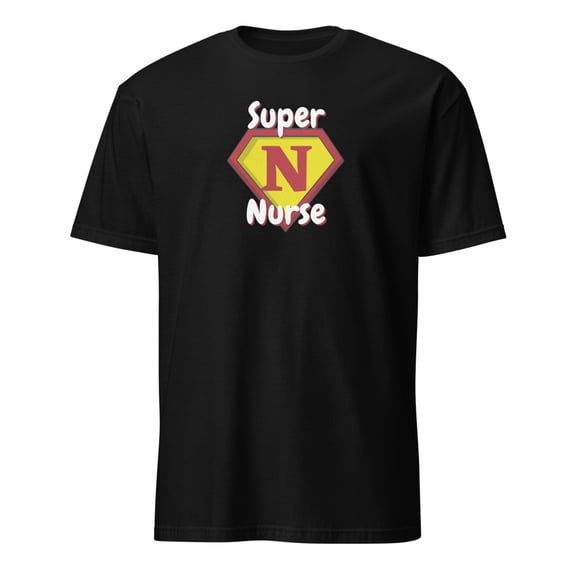 Super Nurse Hero Emblem Funny RN LPN Gift T-Shirt (Black, S)