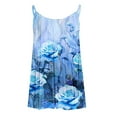 thumbnail image 4 of Goodeals Womens Summer Sleevless Tank Top Pleated Front Printed Outfits Flowy Loose Fit Blouses Spaghetti Strap Camisole Scoop Neck Cami Shirt(Blue,S), 4 of 5