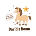 thumbnail image 1 of Personalized Name Animal Wall Decal Cartoon Pony Show Jumping Custom Name Bedroom Wall Decal for boys and girls Pony You are Amazing Themed Kids Room Décor - Size: 40 In x 40 In, 1 of 5