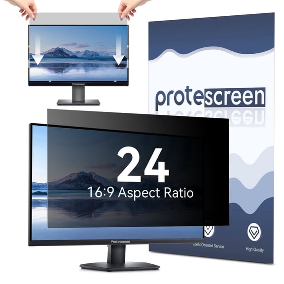 Fully Removable 24 Inch Computer Privacy Screen Filter for 16:9 Widescreen Monitor, Desktop PC, Eye Protection Anti Glare Blue Light Filter Privacy Shield, Anti Spy Screen Protector Film 24 In