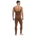 thumbnail image 2 of Haitryli Men's One Piece Athletic Unitard Full Body Jumpsuit Spandex Dancewear Catsuit Tank Rompers Brown XL, 2 of 7