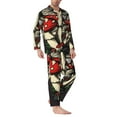 thumbnail image 2 of Lsque Red Mushrooms Pattern Long Sleeve Pajama Set for Men - Soft 2-Piece Sleepwear and Loungewear Set with Pockets, Comfy Nightwear-Medium, 2 of 7