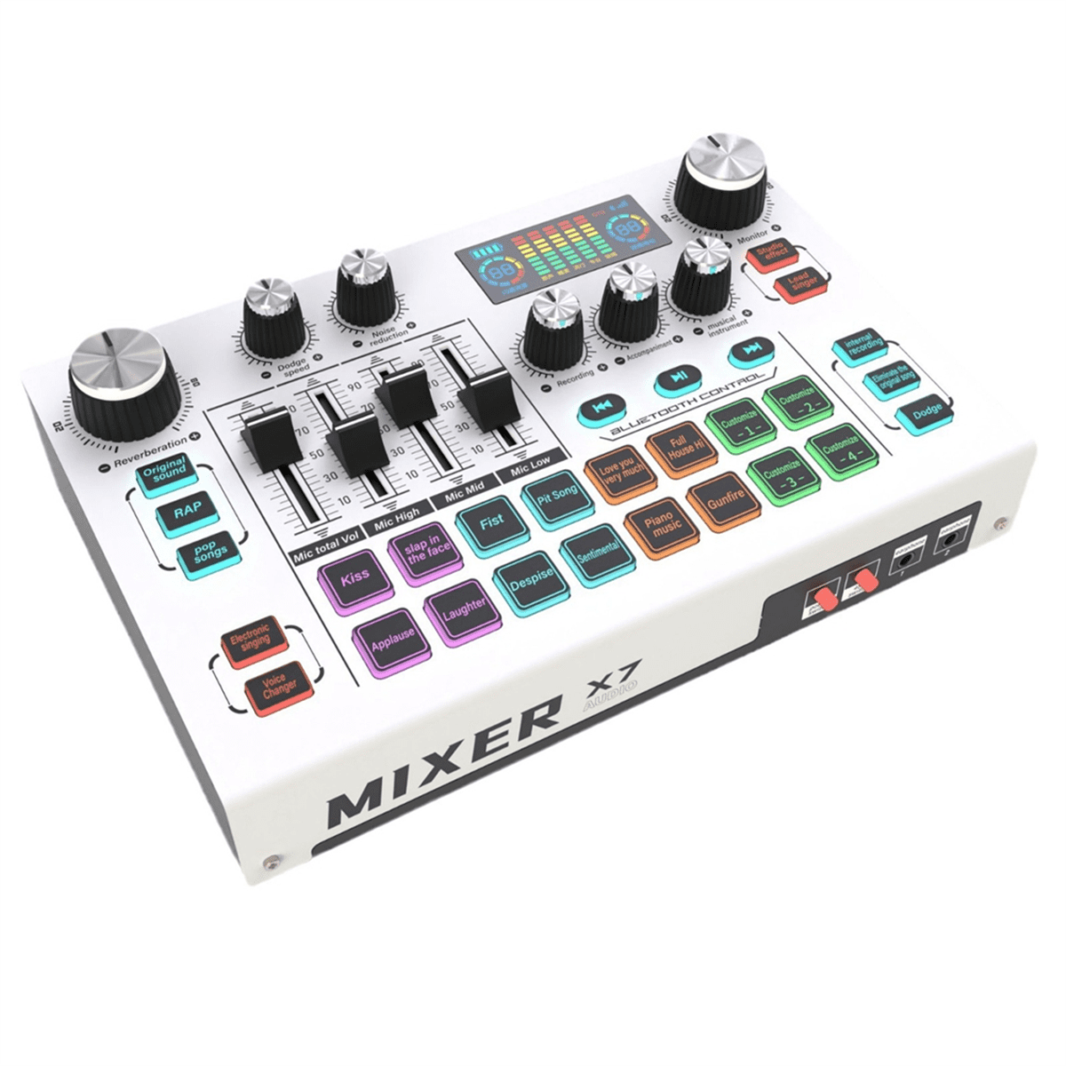 X7 Live Streaming Sound Card Voice Changer DJ Mixer Effects for PC Smartphone Computer Audio Interface Console Card