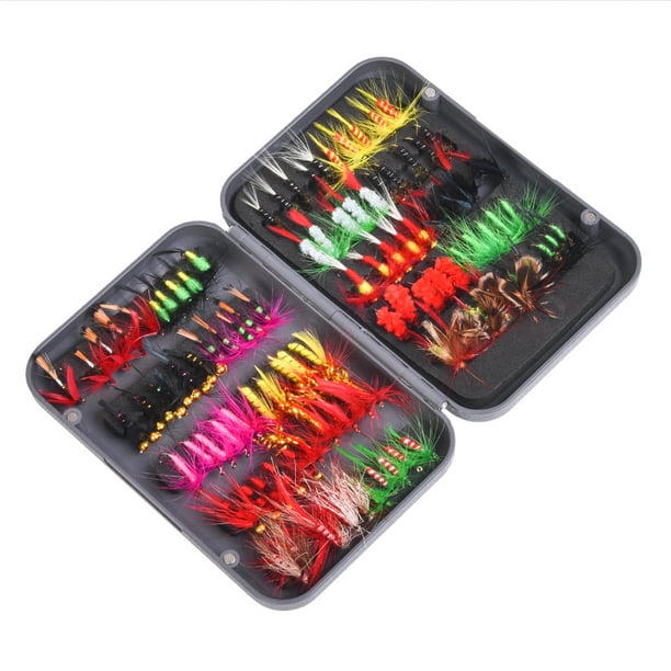 Flyflise Fly Fishing Flies Kit 20/100pcs Assorted Fly Fishing Lures Hooks With Fly Box 100pcs