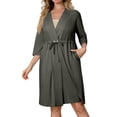 thumbnail image 5 of UDAUDU Women’s Post Surgery Robe 2026 New Hospital Gown Drain Side Pockets 3/4 Sleeve Mastectomy Recovery Pajamas & Gift Light Gray S, 5 of 9