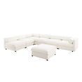 thumbnail image 4 of Gewnee Modern Larget 6-Piece Modular Sectional Sofa with Storage Soft White Chenille Fabric Contemporary Cylindrica Design for Living Room, 4 of 19