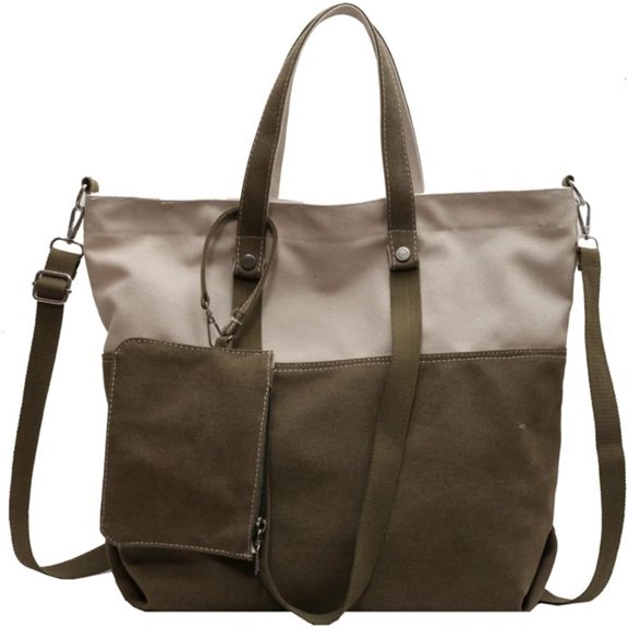 Kukuzhu Canvas Shoulder Bag Women Soft Fashion Hobo Bag Casual Large Shopping Traveling Tote Bag Purse