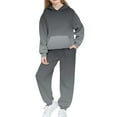 thumbnail image 2 of NAISIBABY Girls Activewear Sets 2-Piece, Pullover Hoodie and Sweatpants Fleece-lined Fall Winter Gradient Fashion Outfit Black 6T, 2 of 6