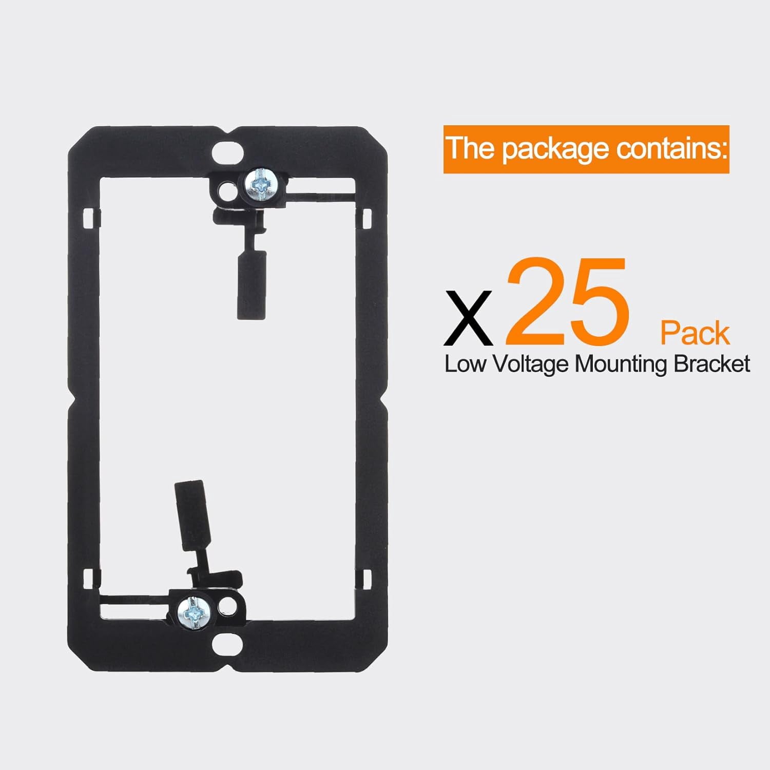 FEFEFW-25Pack Low Voltage Mounting Bracket for Cable Management Adjustable Wall Plate Bracket for Home Theater, HDMI, Network Cables, Speaker Wires Fits Drywall, Gypsum Board, and Paneling with Pass