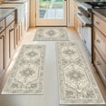 thumbnail image 3 of Findosom Boho Kitchen Rugs 3Piece Set,Non-slip Washable Kitchen Mats for Floor Kitchen Runner,Soft Belgian Velvet Floor Mat Carpet Runner Rugs for Hallway,Laundry Room,Kitchen Door Mat,Beige, 3 of 10