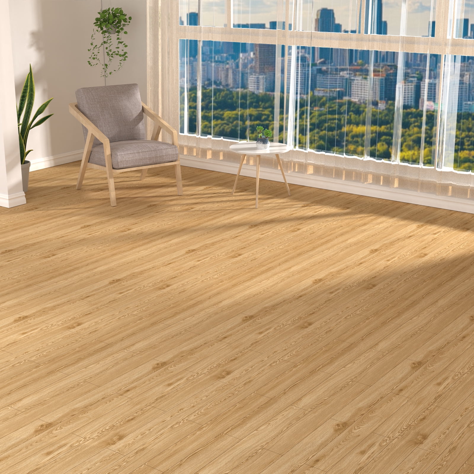 Vinyl Flooring Roll PVC Thickened Peel and Stick Floor Wood Plank Self Adhesive Flooring DIY 23.6" X 118" Nature Wood