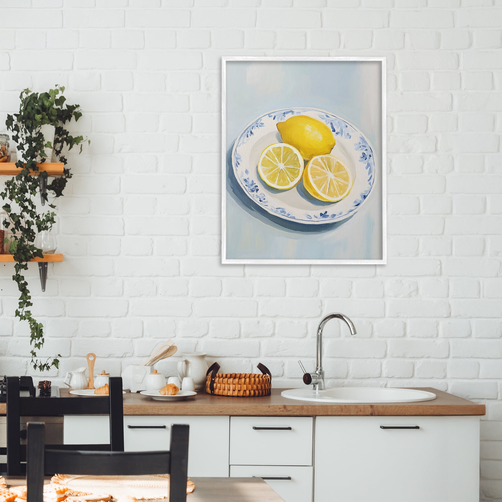 Stupell Industries Plate of Juicy Lemons White Framed Giclee Art, design by The Prints Vibe