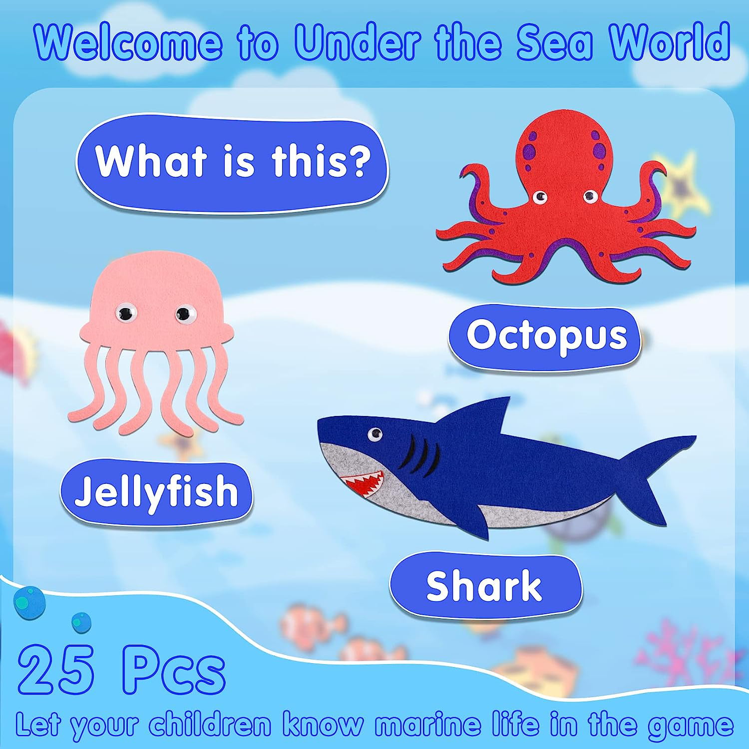 Kids Flannel Felt-Board Stories for Toddlers, Preschool Large Ocean Felt Story