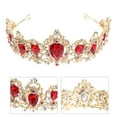 thumbnail image 3 of 1pc Crystal Rhinestones Crown with Comb Elegant Large Crown for Party Wedding Cosplay (Red), 3 of 9