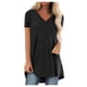 thumbnail image 2 of Camiseta casual con cuello en V superior para mujer, tela de verano suelta de lino y algodón, negro, 3XL Vogacara  AP001830-14, 2 of 7